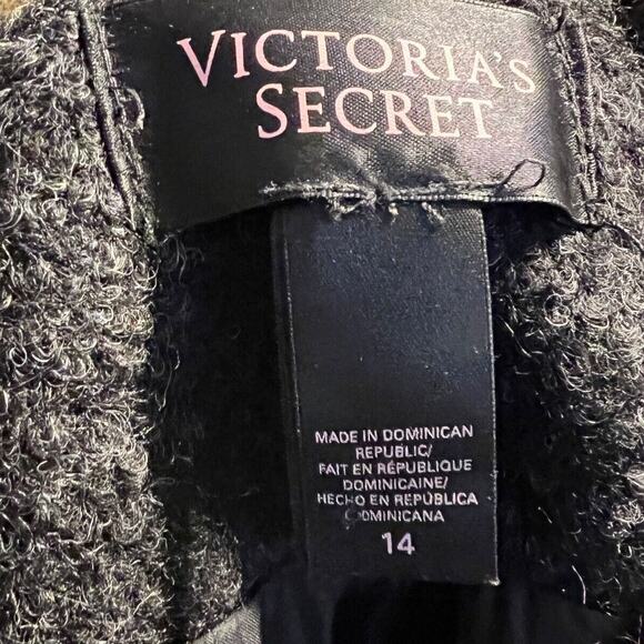 VICTORIA'S SECRET Gray Overcoat Removable Faux Fur Collar Toggle Buttons Size 14 - Picture 6 of 7